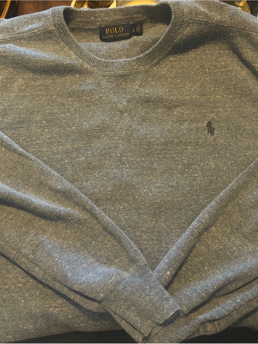 Polo by Ralph Lauren Men's Heather blue Crewneck Sweater size large